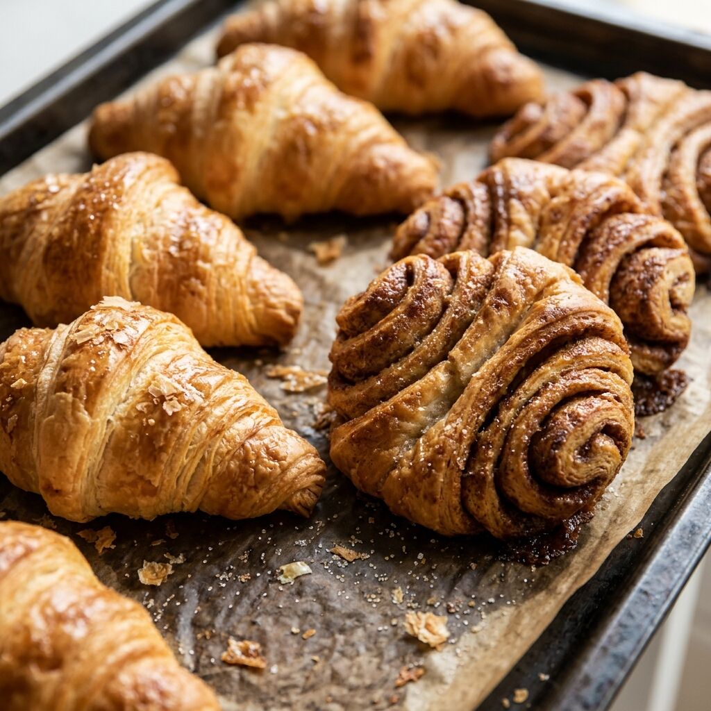 Butter-Croissants auf dem Blech