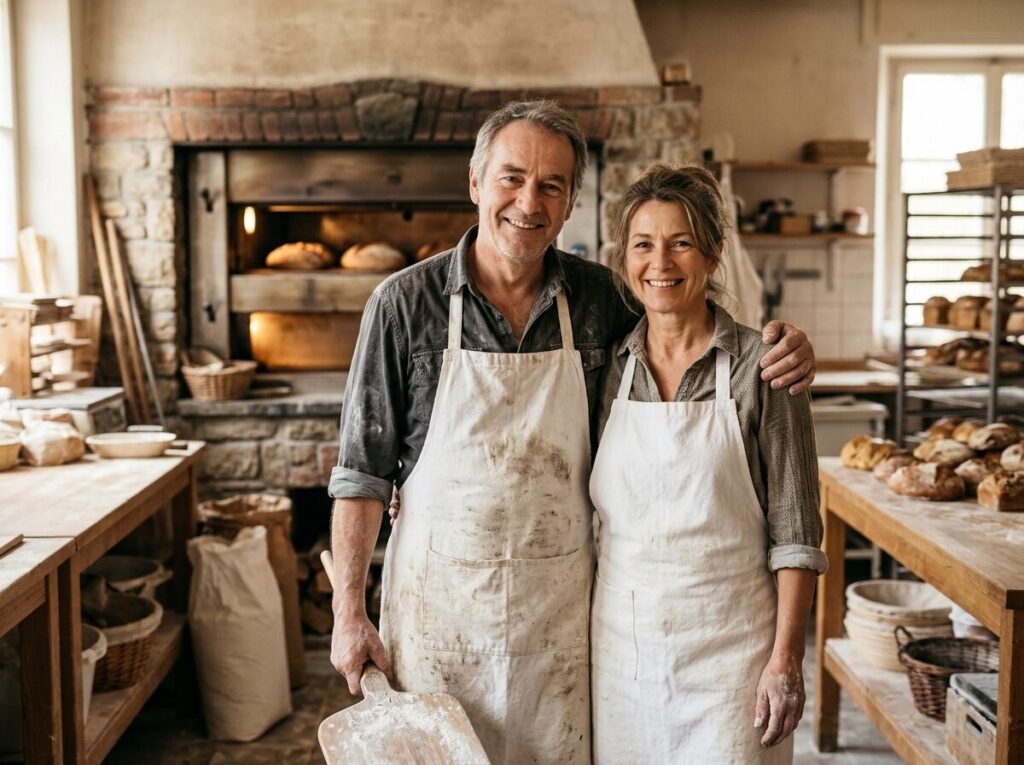 Das Team der Bäckerei Sonnenkorn in der Backstube